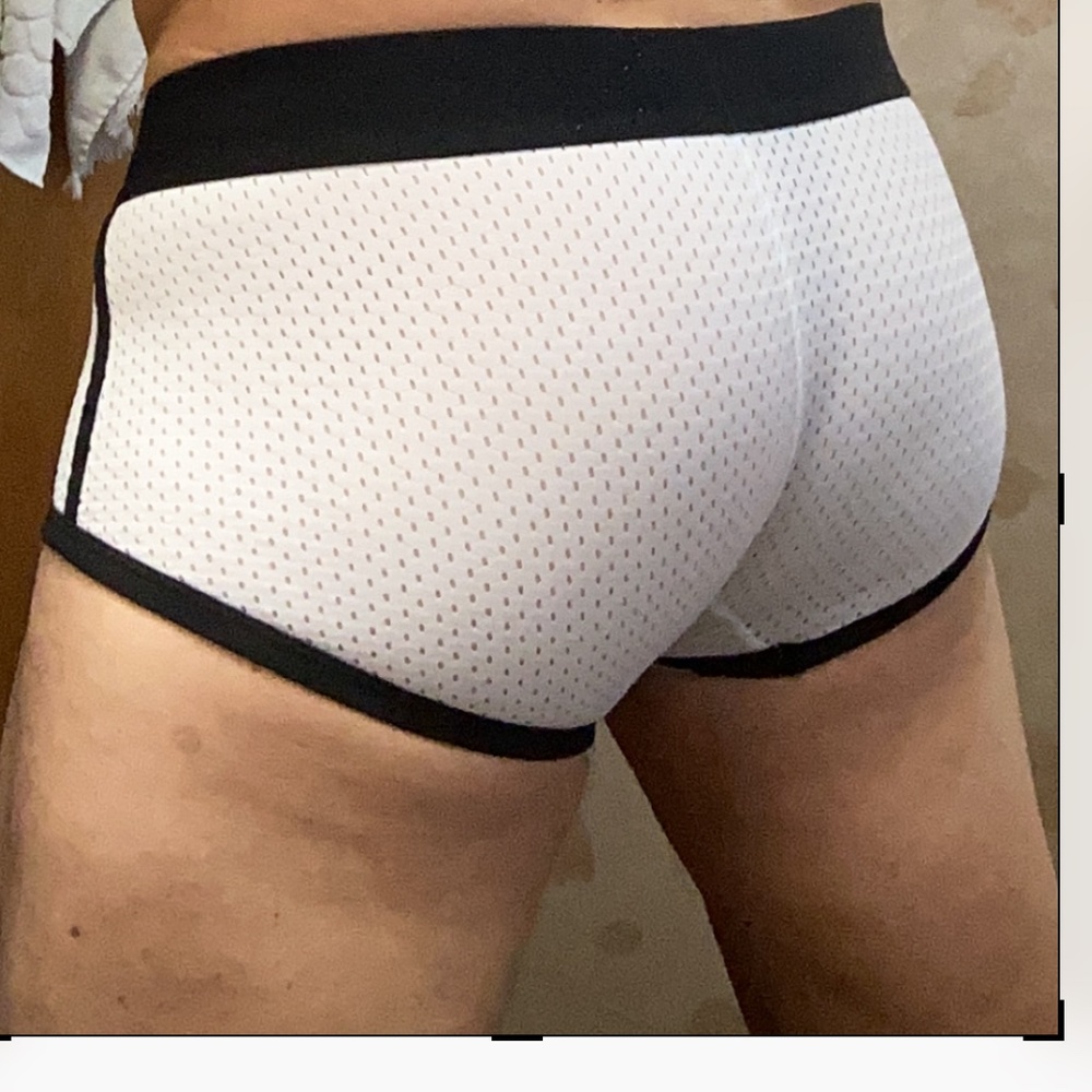 Jockmail, white trunk, mesh and silky material - Picture 3 of 5